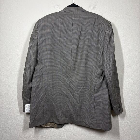 Calvin Klein Mens 46 Long Houndstooth Single Breasted Blazer Jacket Brown Wool - Picture 2 of 11